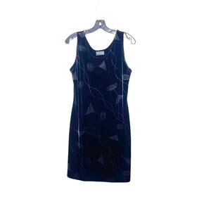 Anna Laura Sleeveless Black Velvet Shift Dress Vintage Martini Glass Design